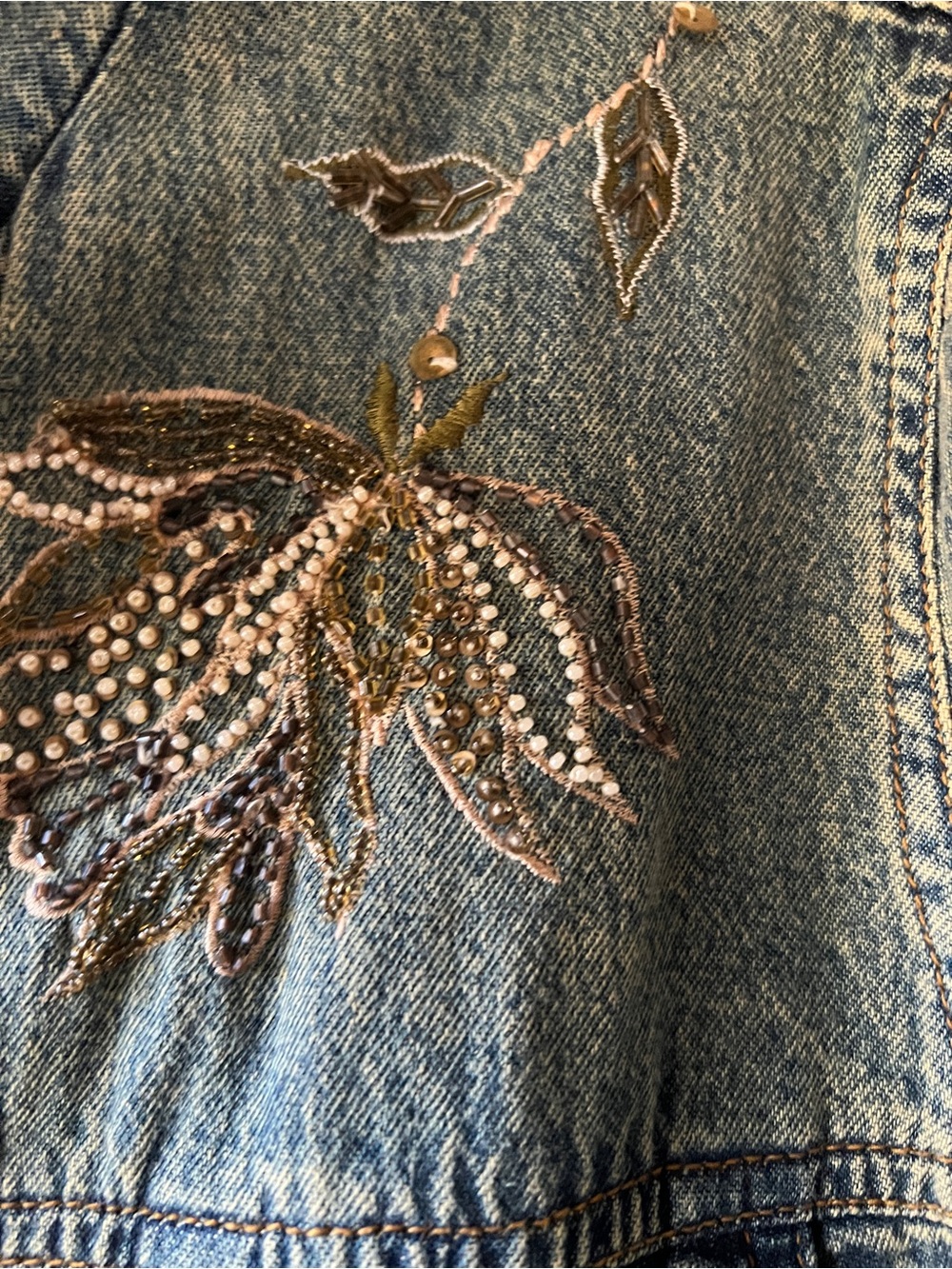 CRAZY LINE Embroidered Long Denim Coat - Green - Picture 6 of 14